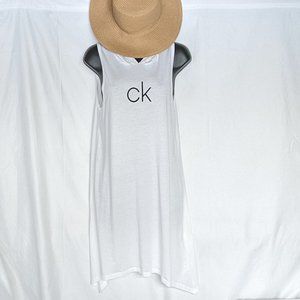 Beach cover-up with hood Calvin Klein white sleeveless small-medium GUC